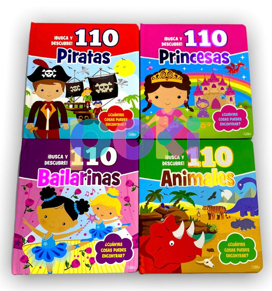 Serie Busca y Descubre: 110 Princesas, 110 Piratas, 110 Animales y 110 Piratas